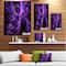 Designart - Embossed Dark Purple Floral Shapes - Large Floral Wall Art Canvas